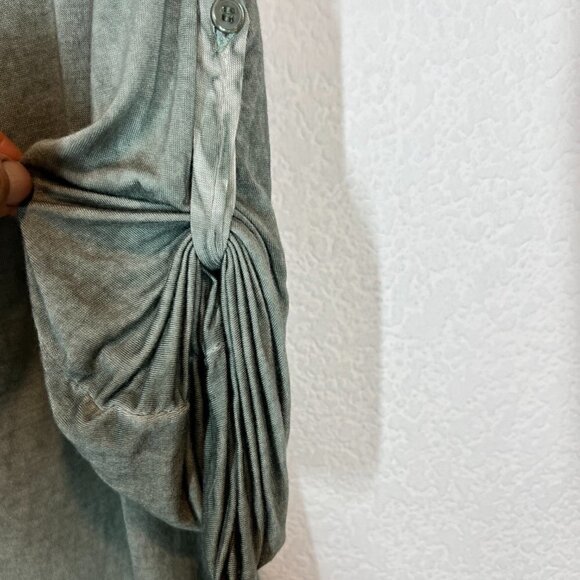 Green Mini Tunic Dress Ruffle Hem Soft Made in Italy Lagenlook Minimalist - Picture 6 of 8